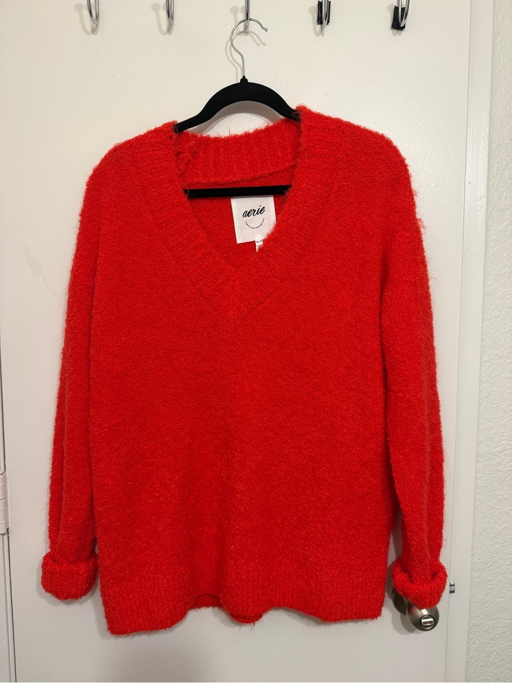 Aerie Women’s Red V-Neck Cozy Sweater